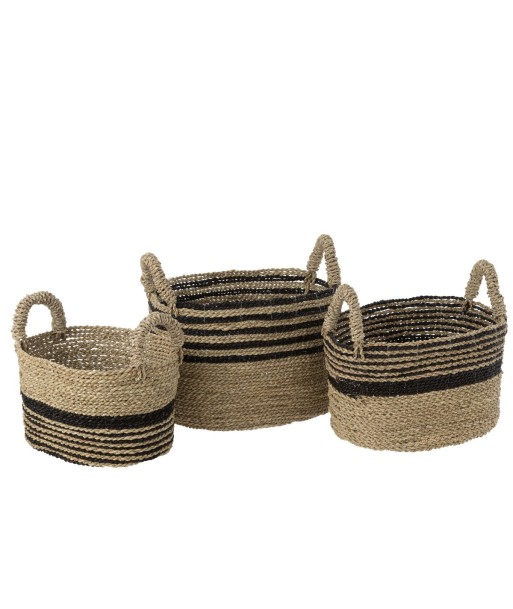 ALINE Set de Trois Paniers Raphia Noir/Naturel de la marque