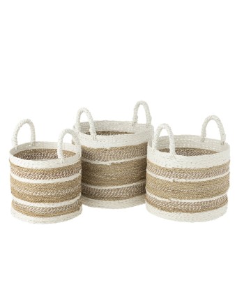 CARO Set de Trois Paniers Raphia Blanc/Naturel sélection de produits