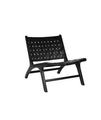 SANTA Chaise cuir et teck  Noir 65 x 79 x 70 cm de la marque