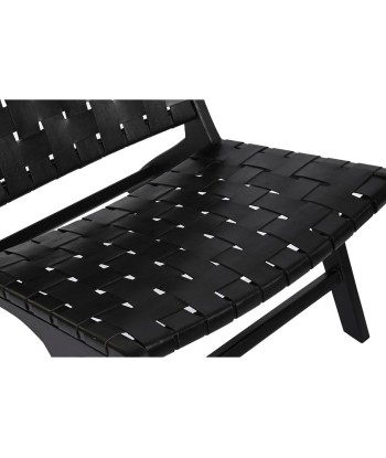 SANTA Chaise cuir et teck  Noir 65 x 79 x 70 cm de la marque