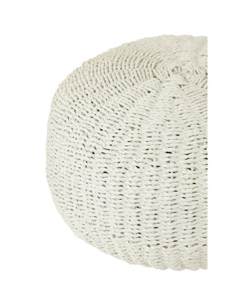 Pouf Rond Résine plastifié Tressé Blanc offre 