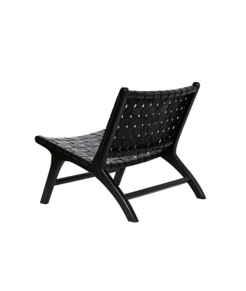 SANTA Chaise cuir et teck  Noir 65 x 79 x 70 cm de la marque