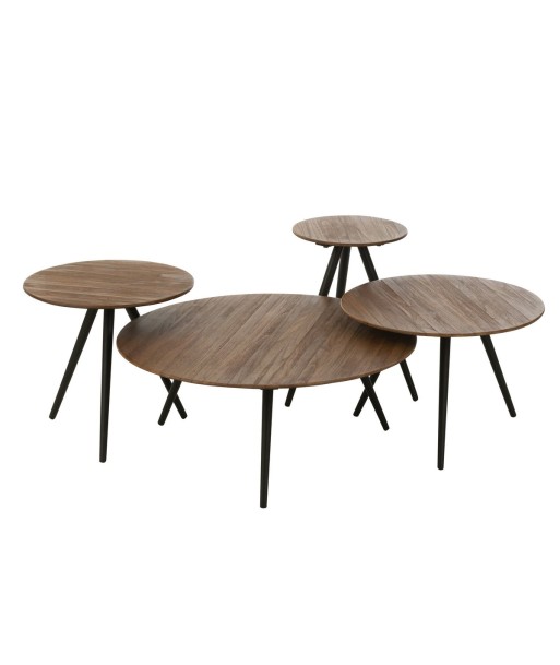 Set de 4 Tables Rondes Teck Recyclé - Naturel chez Cornerstreet bien 