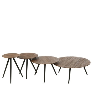 Set de 4 Tables Rondes Teck Recyclé - Naturel chez Cornerstreet bien 