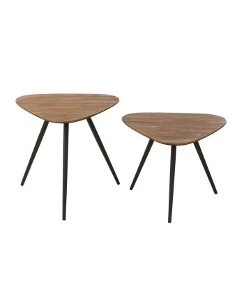 Set de 2 Tables basses Triangulaire Teck Recyclé Naturel de la marque