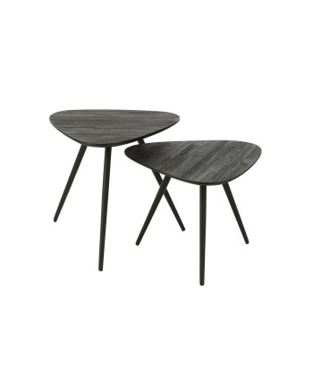 Set de 2 Tables basses triangulaires Teck Recyclé Noir Les magasins à Paris et en Île-de-France