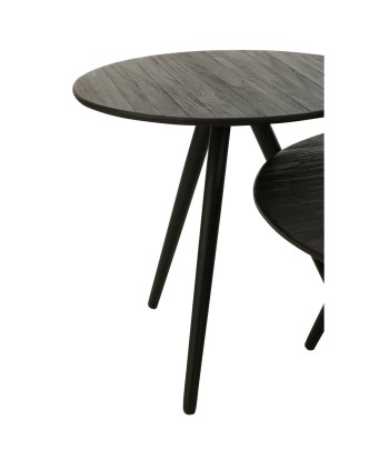 Set de 4 Tables Rondes Teck Recyclé Noir pour bénéficier 