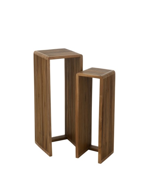 JESS Set de 2 Tables d'Appoint Cube Teck Recyclé marron Naturel votre