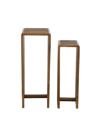 JESS Set de 2 Tables d'Appoint Cube Teck Recyclé marron Naturel votre