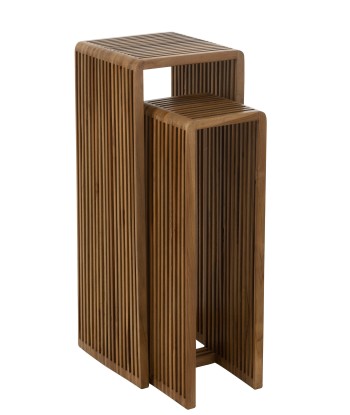 JESS Set de 2 Tables d'Appoint Cube Teck Recyclé marron Naturel votre