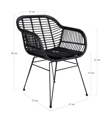 TRIESTE - Chaise jardin - Rotin synthétique noir - lot de 2 Amélioration de cerveau avec