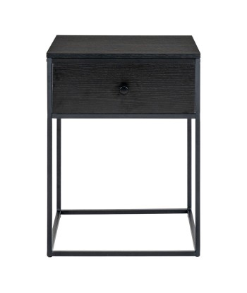 VITA - Table de chevet avec 1 tiroir - Noir - H 55 cm en linge