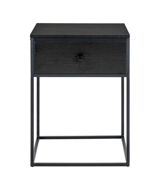 VITA - Table de chevet avec 1 tiroir - Noir - H 55 cm en linge