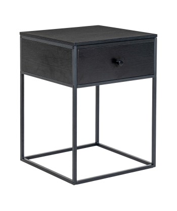 VITA - Table de chevet avec 1 tiroir - Noir - H 55 cm en linge