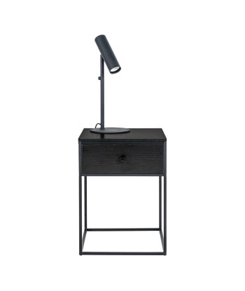 VITA - Table de chevet avec 1 tiroir - Noir - H 55 cm en linge