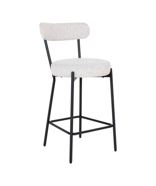 BADALONA Chaise de comptoir - Tabouret de bar, bouclé blanc avec pieds noirs commande en ligne