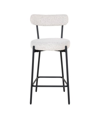 BADALONA Chaise de comptoir - Tabouret de bar, bouclé blanc avec pieds noirs commande en ligne