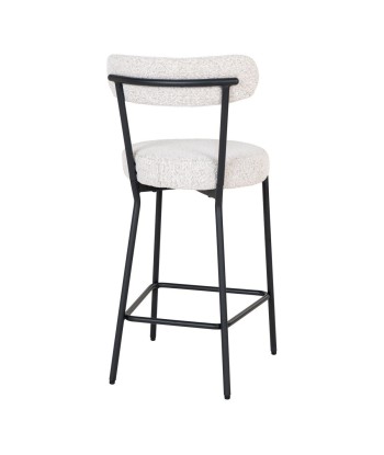 BADALONA Chaise de comptoir - Tabouret de bar, bouclé blanc avec pieds noirs commande en ligne