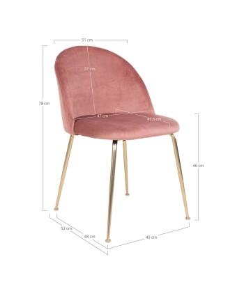 GENEVE - Chaise de salle à manger Rose/Laiton - lot de 2 sur le site 