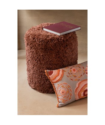 FLUFFY - Pouf Cylindre Polyester Brique - H 50 cm livraison et retour toujours gratuits