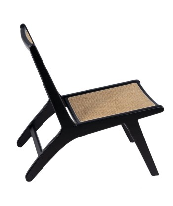 Fauteuil Noir Naturel Bois Rotin Bois d'hévéa 60,5 x 73,5 x 72,5 cm de France