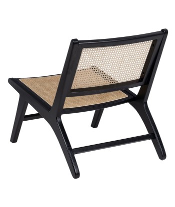 Fauteuil Noir Naturel Bois Rotin Bois d'hévéa 60,5 x 73,5 x 72,5 cm de France