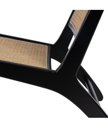 Fauteuil Noir Naturel Bois Rotin Bois d'hévéa 60,5 x 73,5 x 72,5 cm de France