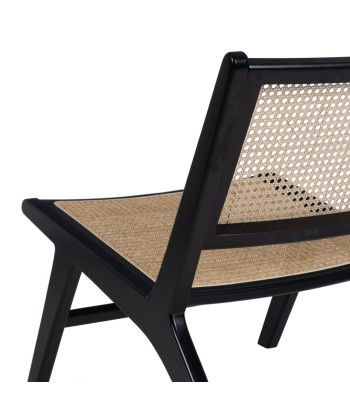 Fauteuil Noir Naturel Bois Rotin Bois d'hévéa 60,5 x 73,5 x 72,5 cm de France