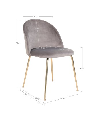 GENEVE -Chaise de salle à manger Gris/Laiton - lot de 2 soldes