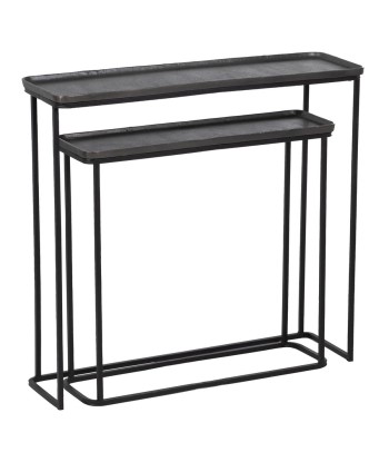 Meuble d'Entrée 84 x 26 x 78 cm Noir Gris Métal (2 Unités) JUSQU'A -70%! 