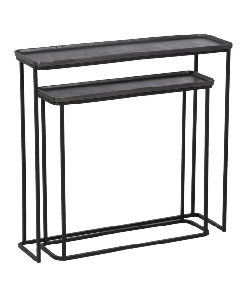 Meuble d'Entrée 84 x 26 x 78 cm Noir Gris Métal (2 Unités) JUSQU'A -70%! 