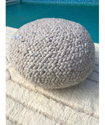 POUF GALET pure laine Gris clair chiné Fin de série