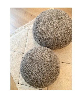 POUF GALET pure laine Gris clair chiné Fin de série