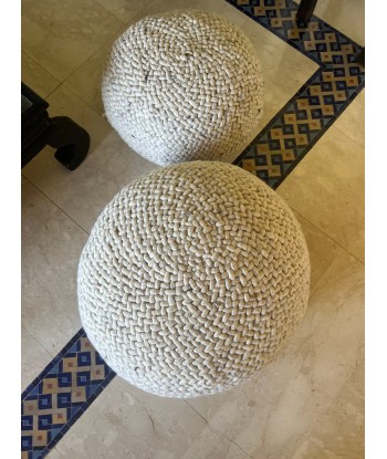 POUF GALET pure laine Beige chiné le concept de la Pate a emporter 