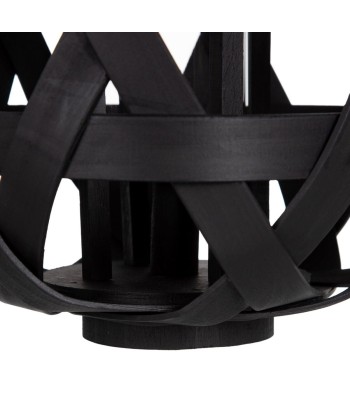 Lanterne 26 x 26 x 32 cm Bougeoir Noir Bambou Livraison rapide