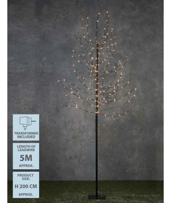 ARBRE Noir - sapin blanc chaud 248 led - H 200 cm le des métaux précieux