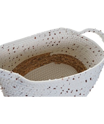 Set de basket DKD Home Decor Coton Boho Joncs (36 x 26 x 42 cm) (3 Pièces) meilleur choix