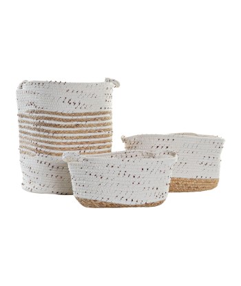 Set de basket DKD Home Decor Coton Boho Joncs (36 x 26 x 42 cm) (3 Pièces) meilleur choix