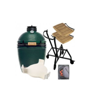 Pack MEDIUM Big Green Egg - avec chariot à roulettes avec tablettes latérales et conveggtor prix pour 