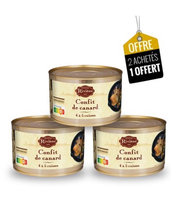 Lot de 3 Confits de Canard - 1350g (4 à 5 cuisses) le concept de la Pate a emporter 