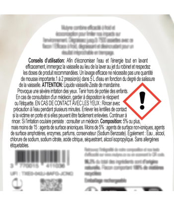 Mutyne -- Liquide vaisselle ecocert zeste de mandarine vrac Vrac - 10 l Par le système avancé 