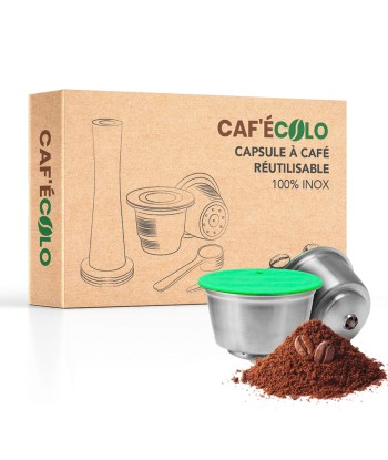 Capsule réutilisable Dolce Gusto 100% inox par Cafecolo™ brillant des détails fins