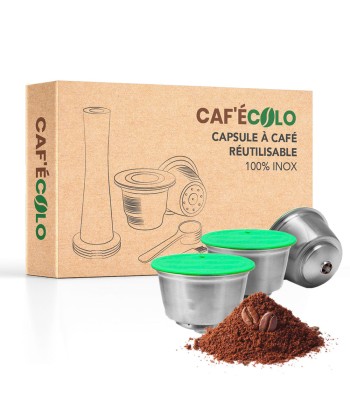 Capsule réutilisable Dolce Gusto 100% inox par Cafecolo™ brillant des détails fins