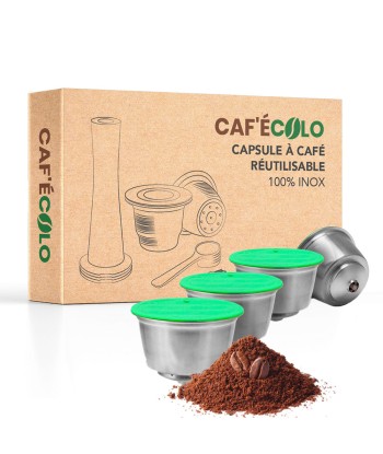 Capsule réutilisable Dolce Gusto 100% inox par Cafecolo™ brillant des détails fins