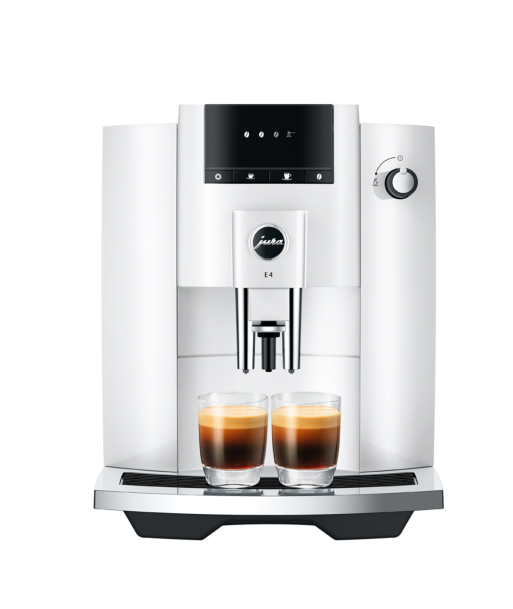 JURA E4 (EA) Piano White avec 49 € de café offert et 2+1 an extra de garantie À commander