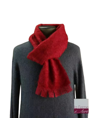 EMERO - Écharpe Homme - Mohair et Soie - Rouge Grenade (Petit modèle) - Origine : France (Tarn) de pas cher