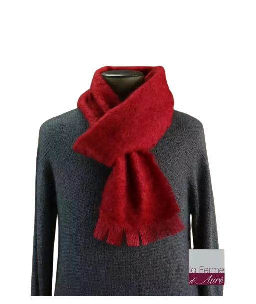 EMERO - Écharpe Homme - Mohair et Soie - Rouge Grenade (Petit modèle) - Origine : France (Tarn) de pas cher