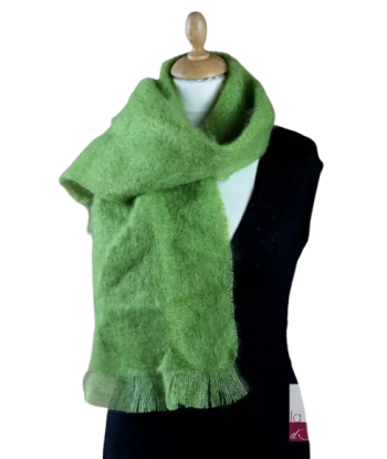 EMERO - Écharpe Homme - Mohair et Soie - Vert Anis (Petit modèle) - Origine : France (Tarn) hantent personnes