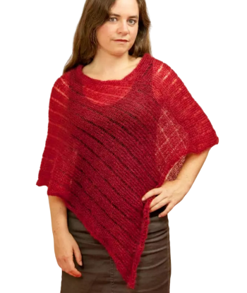 EMERO - Poncho Femme - Mohair et Soie - Rouge - Origine : France de technologie