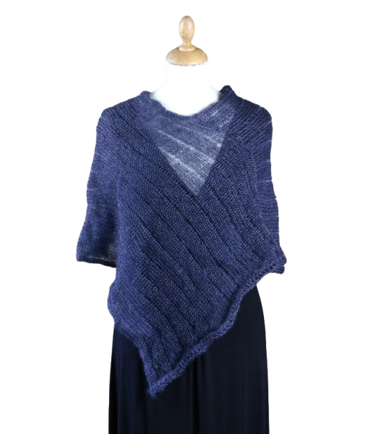 EMERO - Poncho Femme - Mohair et Soie - Gris Ardoise - Origine : France pas chere